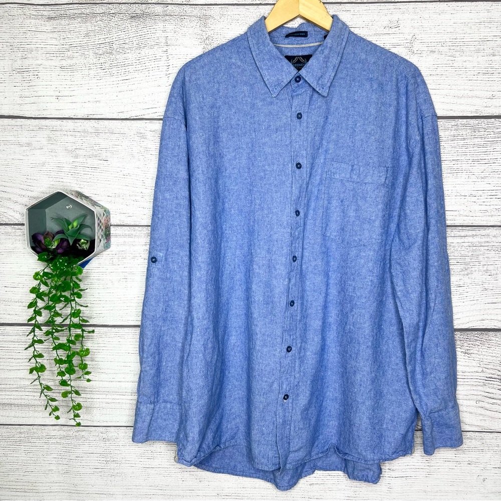 Bruno New York Washable Linen Blue Casual Button Down Shirt Men’s Size 2XT TALL